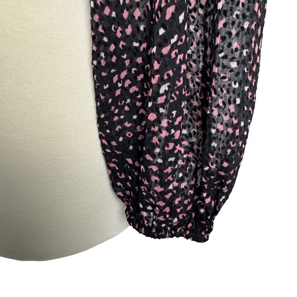 Express Cropped Black Long Sleeve Wrap-Style Blouse‎ with Ruffle V-Neck Size XS - Picture 7 of 10